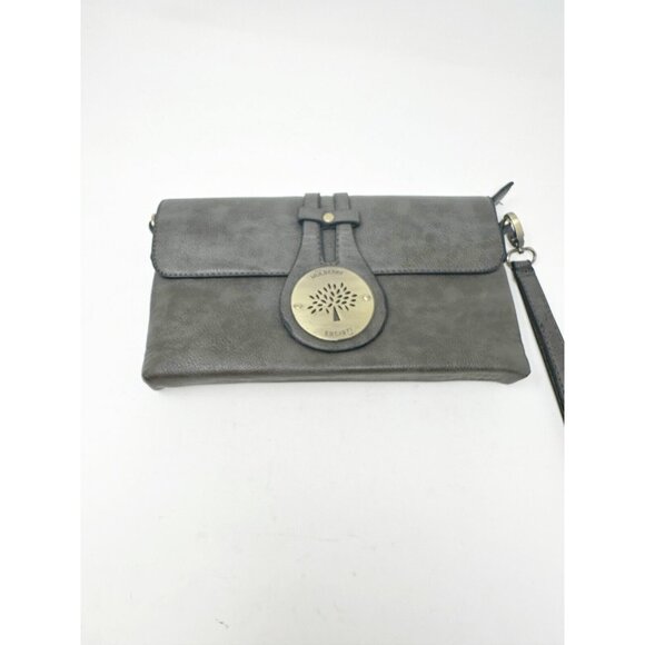 Mulberry Daria Pebbled Leather Purse Convertible Clutch Crossbody Bag Taupe/Grey - Picture 1 of 9